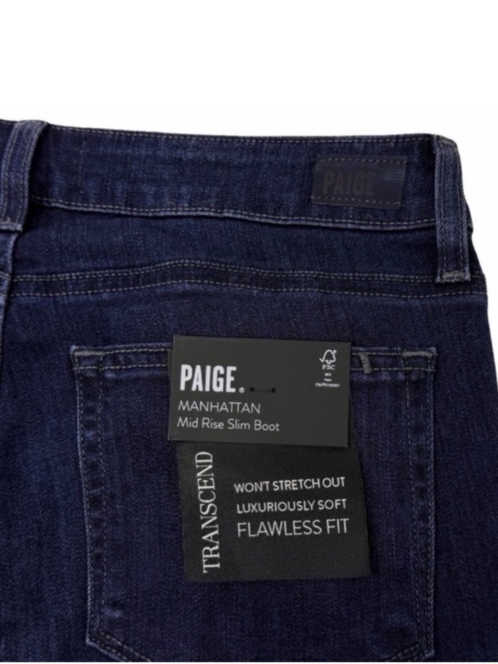 Paige Manhattan Midrise Slim Boot Jeans Size 28 NWT Spirit Wash 34” Inseam - Picture 4 of 9
